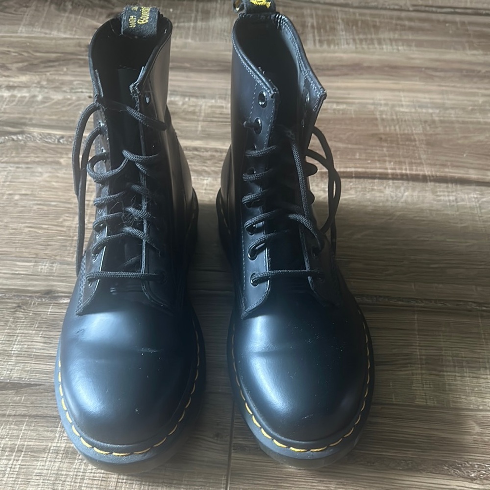 Dr. Martens Black Leather Boots with Sturdy Sole